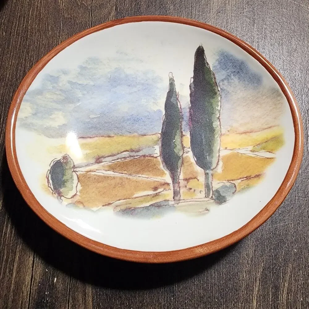 Williams Sonoma Tuscan Landscape Dipping Bowls Oval Set of 3 Small Plates